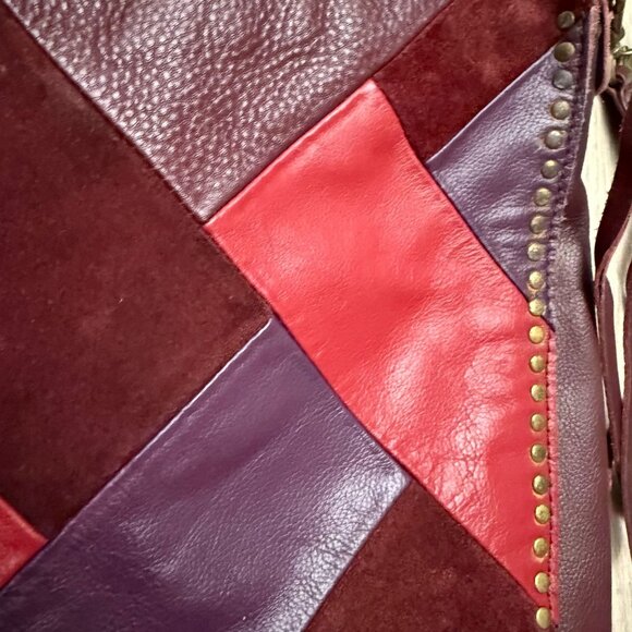 The Sak Women Silverlake Hobo Shoulder Bag  Patchwork Leather Cabernet Burgundy - Picture 3 of 10